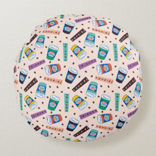 FRIENDS™ Central Perk Vibrant Coffee Pattern Round Pillow