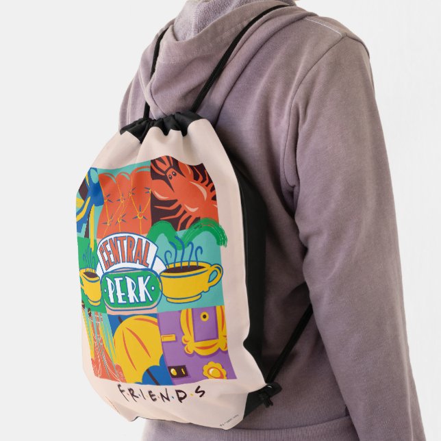 FRIENDS™ | Central Perk Vibrant Graphic Drawstring Bag (Insitu)