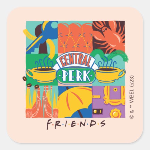 FRIENDSâ  Central Perk Vibrant Graphic Square Sticker