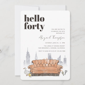 FRIENDS™ | Central Perk Watercolor 40th Birthday Invitation