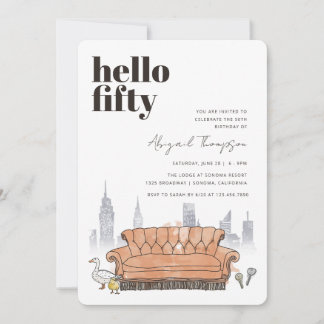 FRIENDS™ | Central Perk Watercolor 50th Birthday Invitation
