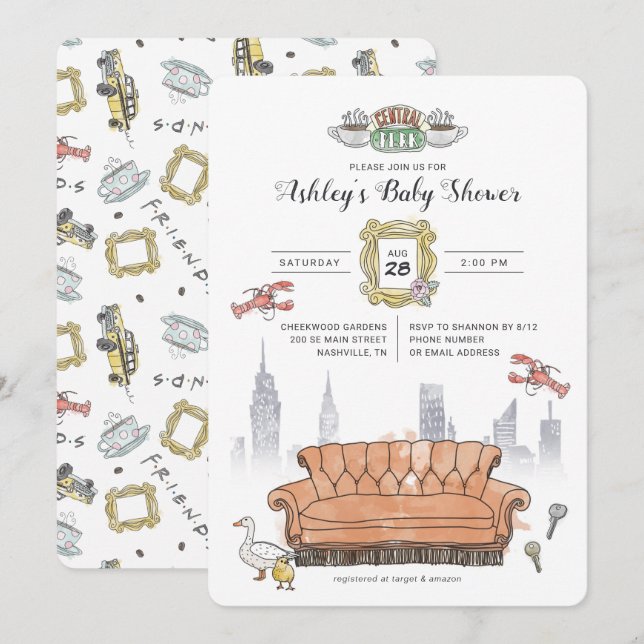 FRIENDS™ | Central Perk Watercolor Baby Shower Invitation (Front/Back)