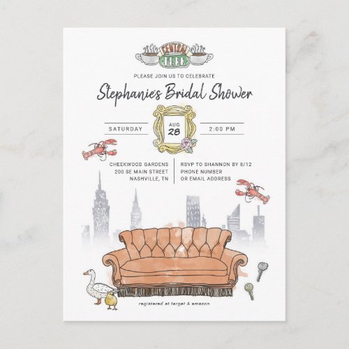 FRIENDS  Central Perk Watercolor Bridal Shower Postcard