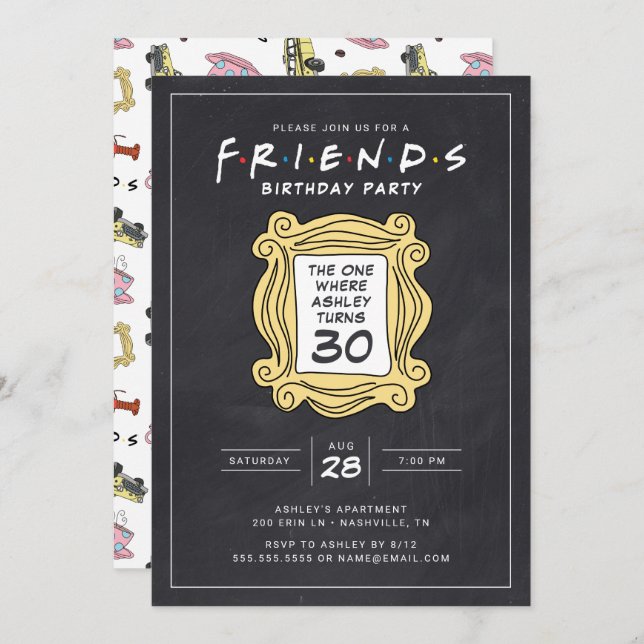 FRIENDS™ | Chalkboard 30th Birthday Invitation (Front/Back)