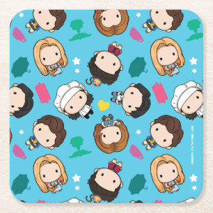 FRIENDS™ Character Chibi Pattern Square Paper Coaster