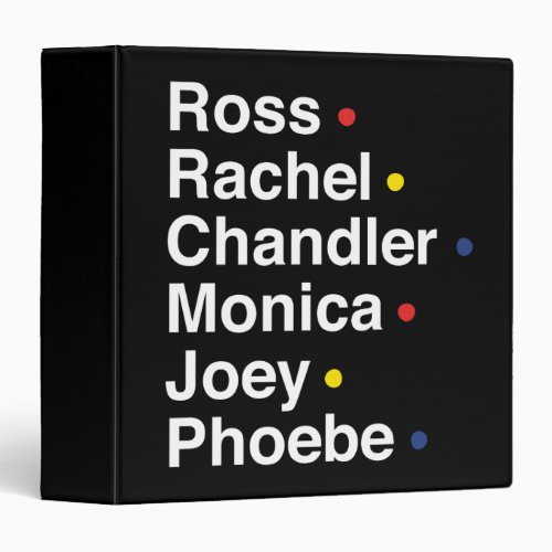 FRIENDS  Character Names 3 Ring Binder