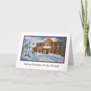 Friend's Christmas with Snowy Scene Holiday Card