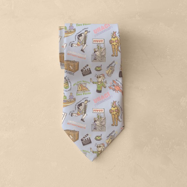 FRIENDS™ Colorful Cartoon Pattern Neck Tie (Tie rolled up on table)