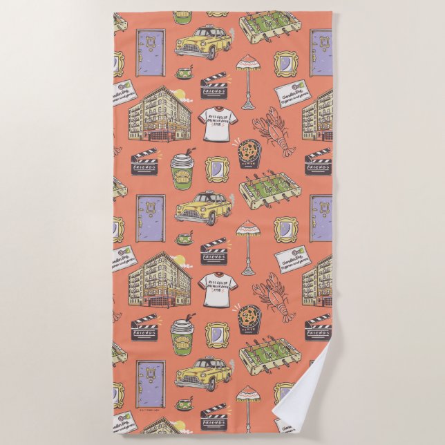 FRIENDS™ Colorful Icons Pattern Beach Towel (Front)
