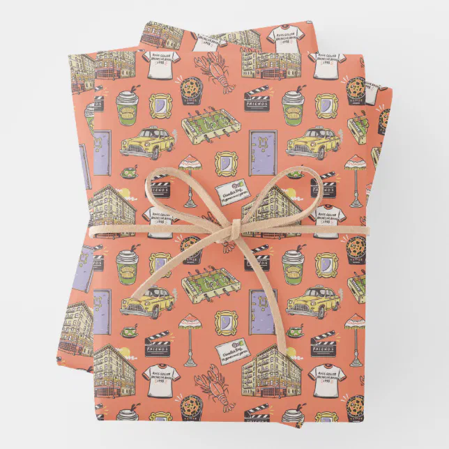 FRIENDS™ Colorful Icons Pattern Wrapping Paper Sheets | Zazzle