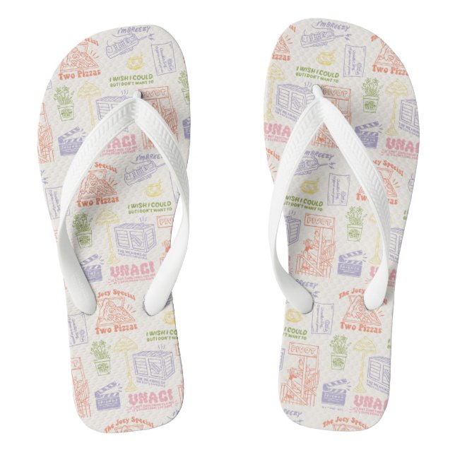 FRIENDS™ Colorful Quotes Pattern Flip Flops (Footbed)
