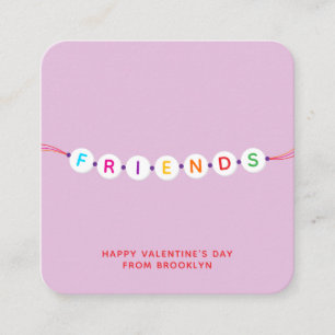 Friends cute friendship bracelet purple Valentines Enclosure Card