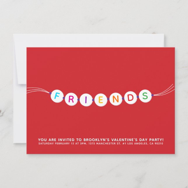 Friends cute friendship bracelet red Valentine's Invitation (Front)