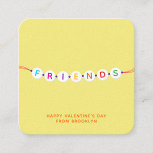 Friends cute friendship bracelet yellow Valentines Enclosure Card