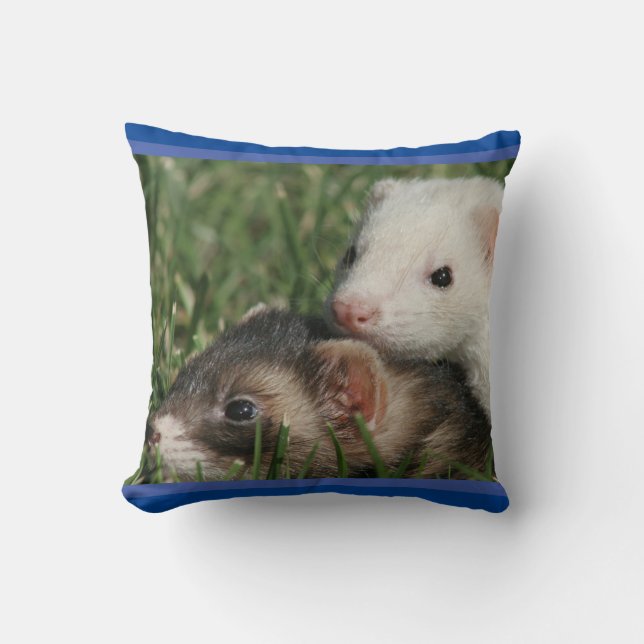Friends Cute Picture of Sleepy Ferrets Throw Pillow (Front)