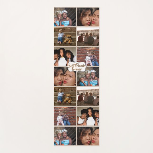 Friends DIY 6 photo on tan BFF modern Yoga Mat (Front)
