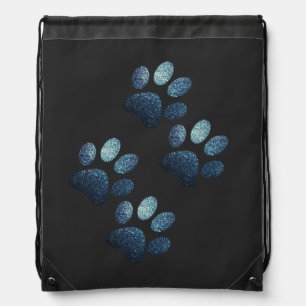 Friends dog sparkle dark blue   drawstring bag