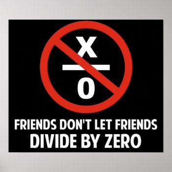 Friends Don't Divide By Zero Poster by The_Shirt_Yurt at Zazzle