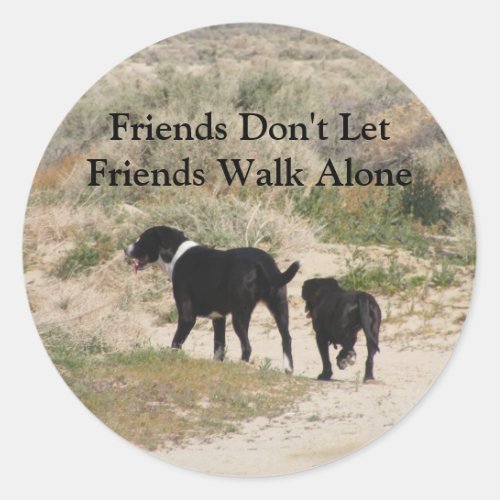 Friends Dont Let Friends Walk Alone Classic Round Sticker