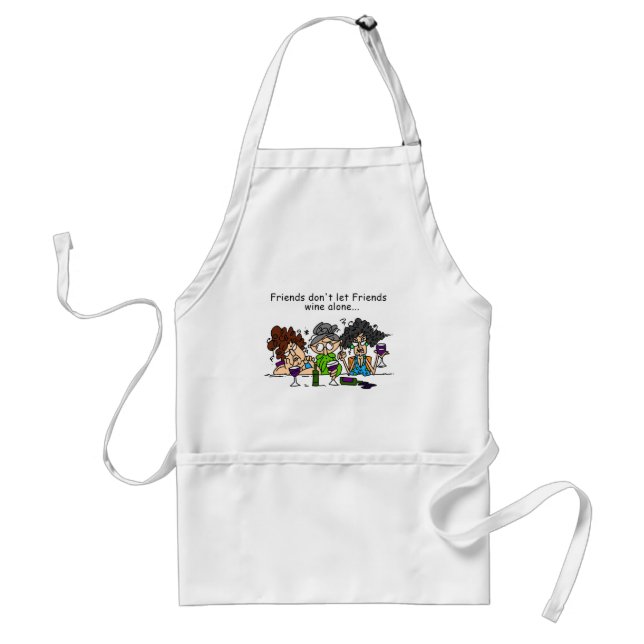 Friends Don't Let Friends Wine Alone Adult Apron (Front)