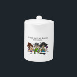Friends Don't Let Friends Wine Alone Teapot<br><div class="desc">Funny attitude T-shirts,  mugs,  cards,  stickers,  tote bags,  magnets,  keychains,  pillows,  playing cards,  and more featuring Stella and a couple of friends having a glass or two of wine together!</div>