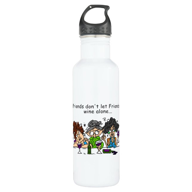 Friends Don't Let Friends Wine Alone Water Bottle (Front)