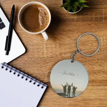  Friends during sunset monogram keychain