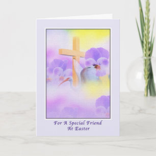 Friend's Easter Card with Flowers and Cross