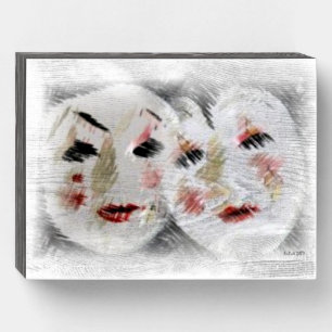 Friends Faces Abstract Photography Digital Art Wooden Box Sign