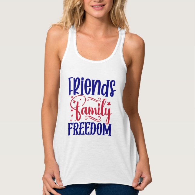Friends Family Freedom Womens  Tank Top (Front)