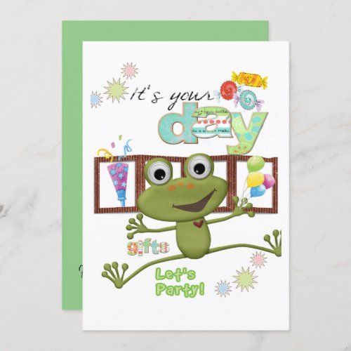 Friends Family Frog Happy Birthday Invitation 
