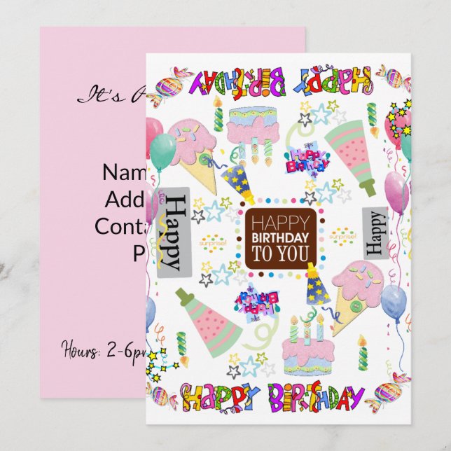 Friends Family Happy Birthday Invitation  (Front/Back)