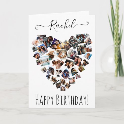 Friends Family Photo Heart Collage Happy Birthday Card