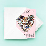 Friends Family Photo Heart Collage Happy Birthday  Card<br><div class="desc">This cute and fun happy birthday card is perfect for any sentimental woman. It features 38 photos arranged in the shape of a heart and features a personalized message in handwritten signature script typography on top of a blush pink background. It's modern, sweet, elegant, girly, and playful; the perfect design...</div>