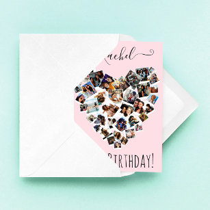 Friends Family Photo Heart Collage Happy Birthday  Card