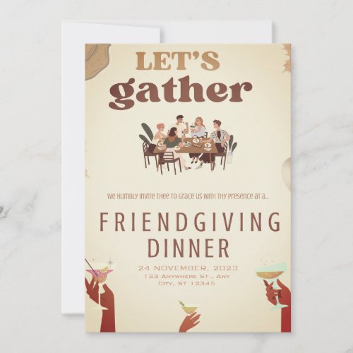 Friends Feast Together Your Friendgiving Dinner Invitation