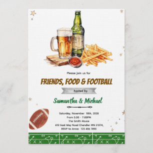 Friends Food and Football party invitation