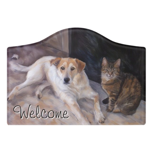 Friends For Life Dog And Cat Sign (Small Crest Front)