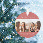 Friends for life photo brown red names keepsake ornament<br><div class="desc">A gift for your best friend(s) for birthdays,  Christmas or a special event. Text: Friends for Life,  written with a trendy hand lettered style script. Personalize and use your own photo and names. A trendy brown red colored background.</div>