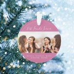 Friends for life photo dark pink names keepsake ornament<br><div class="desc">A gift for your best friend(s) for birthdays,  Christmas or a special event. Text: Friends for Life,  written with a trendy hand lettered style script. Personalize and use your own photo and names. A trendy dark pink colored background.</div>