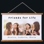 Friends for life photo names black white hanging tapestry<br><div class="desc">A gift for your best friend(s) for birthdays,  Christmas or a special event. Black text: Friends for Life. Personalize and use your own photo and names. A chic white background.</div>