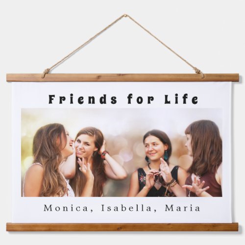 Friends for life photo names black white hanging tapestry