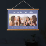 Friends for life photo names blue white hanging tapestry<br><div class="desc">A gift for your best friend(s) for birthdays,  Christmas or a special event. White text: Friends for Life. Personalize and use your own photo and names. A chic dark blue background.</div>