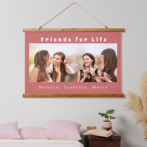 Friends for life photo names brown  hanging tapestry