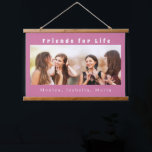 Friends for life photo names dark pink hanging tapestry<br><div class="desc">A gift for your best friend(s) for birthdays,  Christmas or a special event. White text: Friends for Life. Personalize and use your own photo and names. A trendy dark pink colored background.</div>