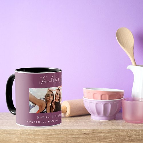 Friends for life photo names purple  mug