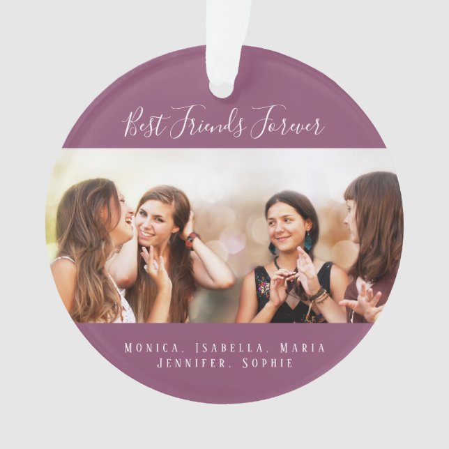 Friends for life photo purple names keepsake ornament (Front)