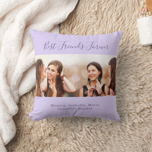Friends forener photo names violet throw pillow