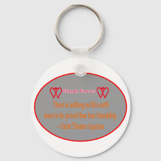 Friends Forever 2 Hearts Silver White Saint Thomas Keychain