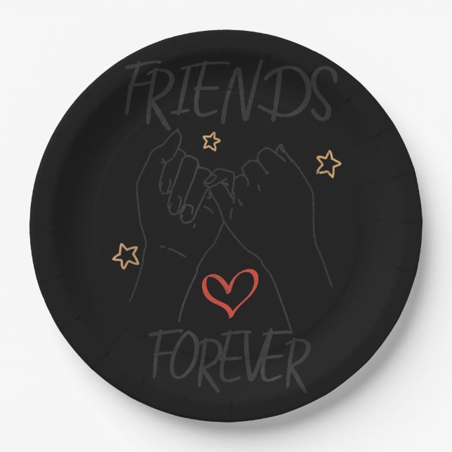 Friends forever best friend love friendship trust  paper plates (Front)
